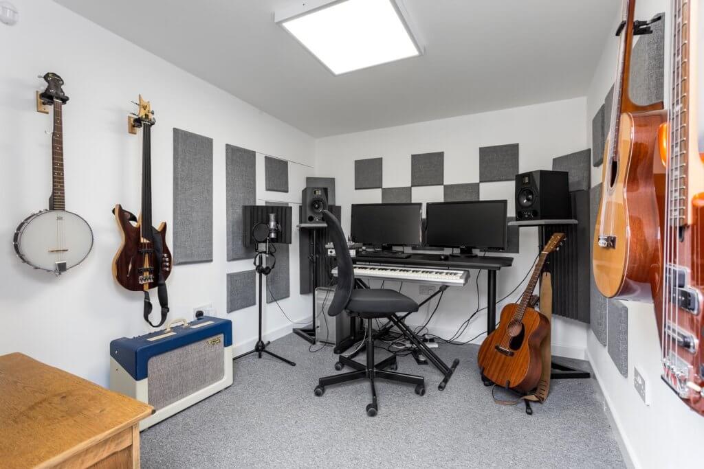 inside a garden music studio