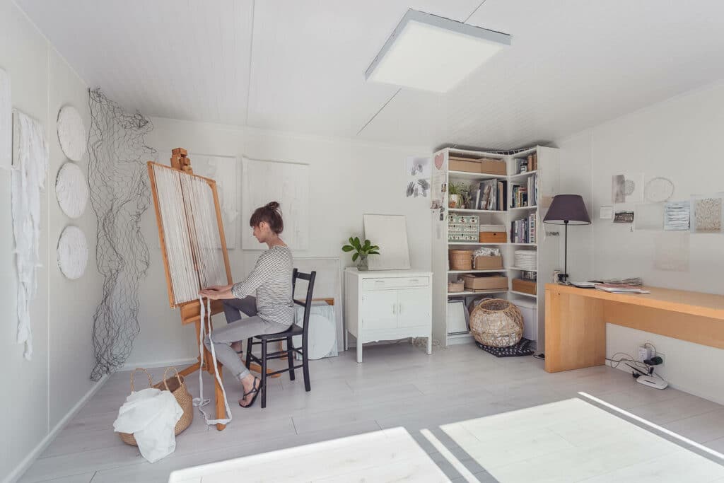 Saskia Saunders in her art studio