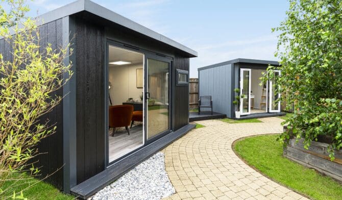 affordable garden rooms by Green Retreats in their Buckinghamshire showroom