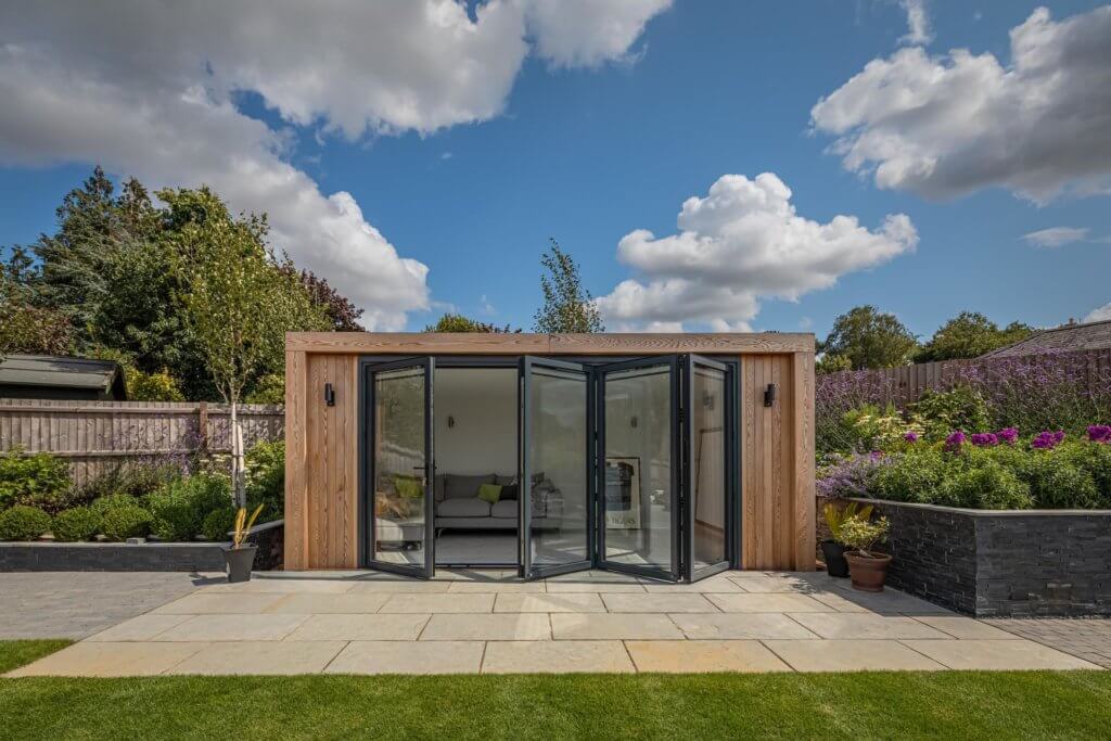 modern garden room with bi-fold doors