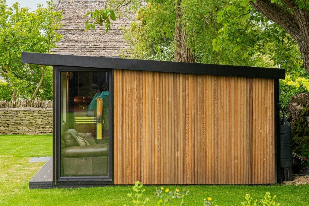 side profile view of a garden room