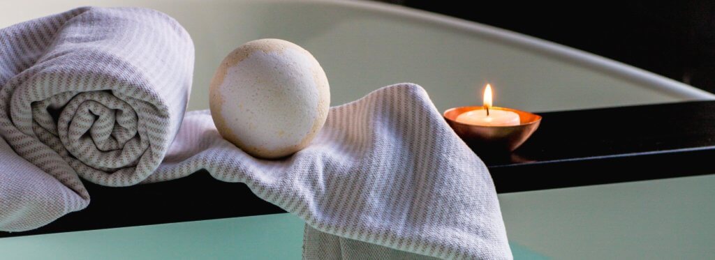 relaxing bath with candle